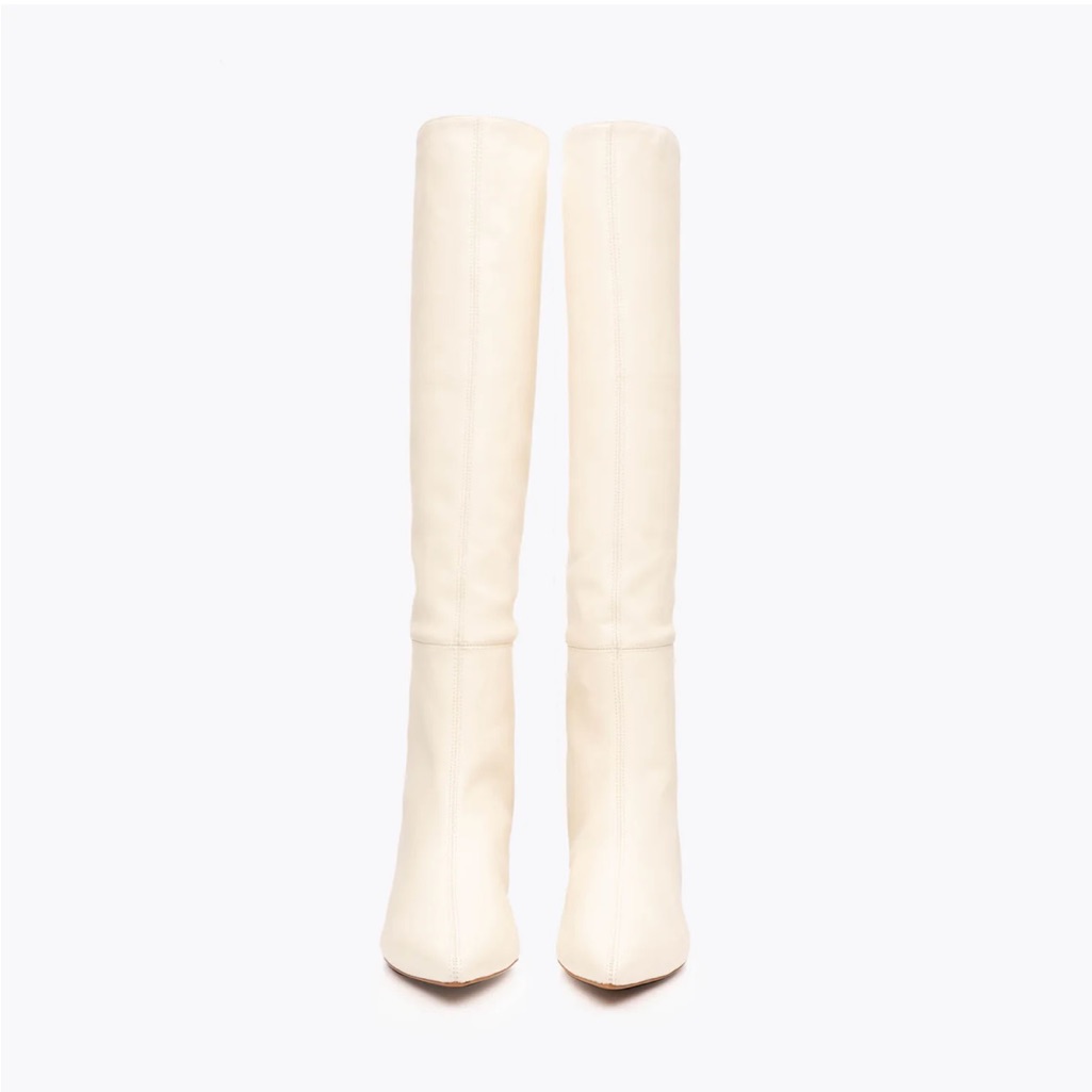 Chic Over-The-Knee White Leather Boots